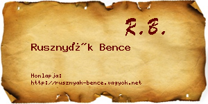 Rusznyák Bence névjegykártya